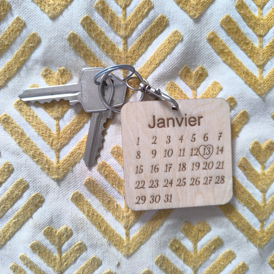 Porte clé date personnalisable
