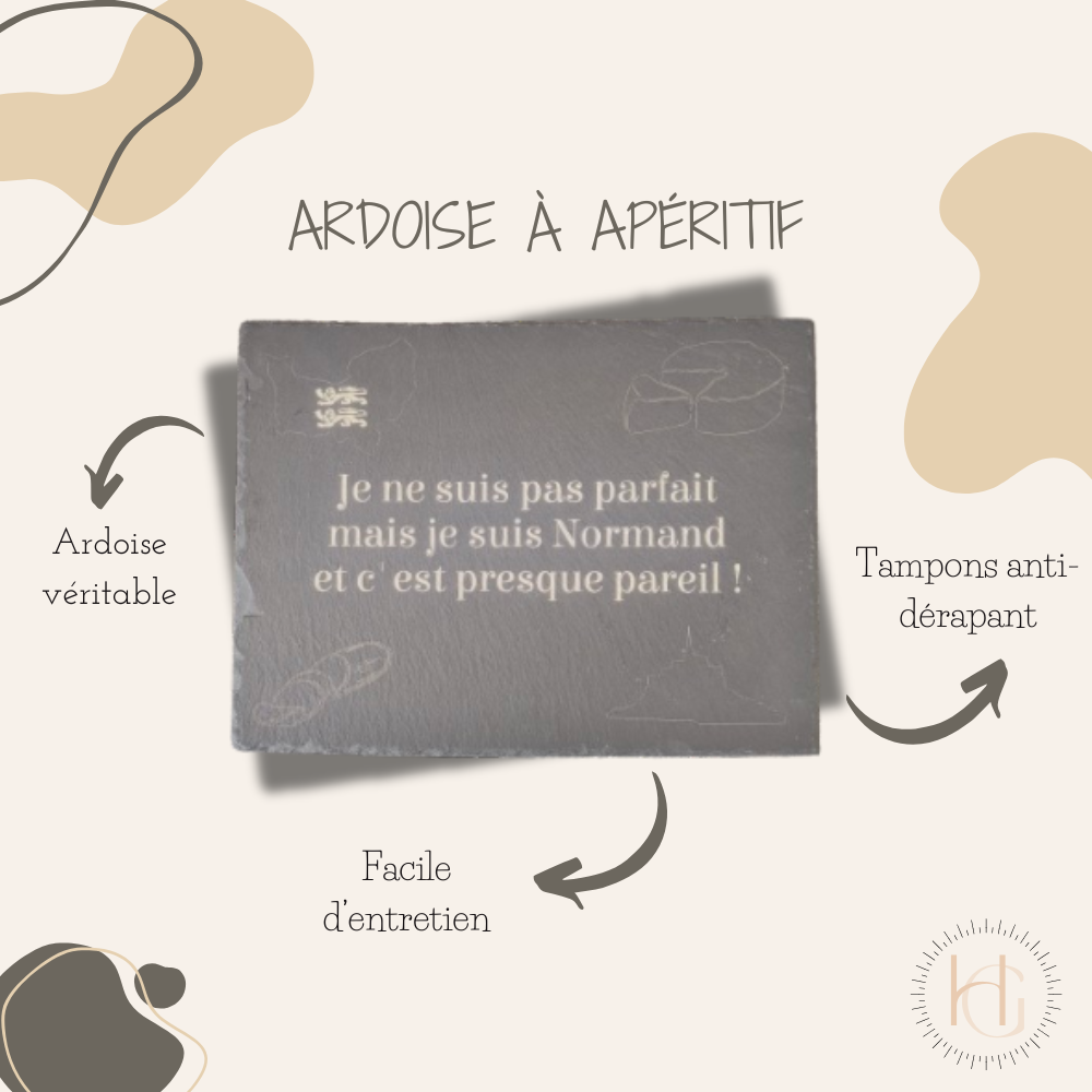 Ardoise à apéritif - "Je ne suis pas parfait mais je suis Normand et c'est presque pareil !"