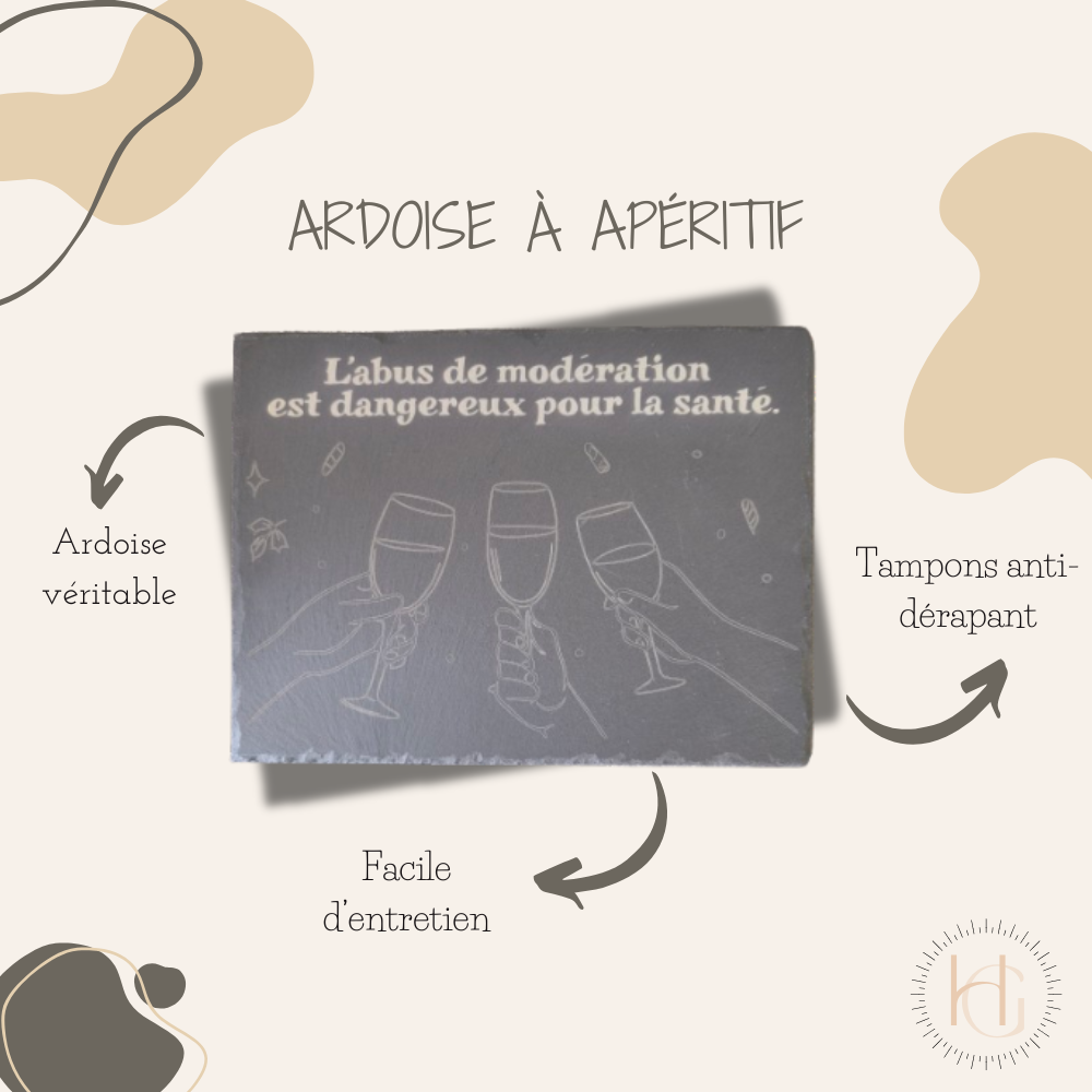 Ardoise à apéritif - "L'abus de modération est dangereux pour la santé"