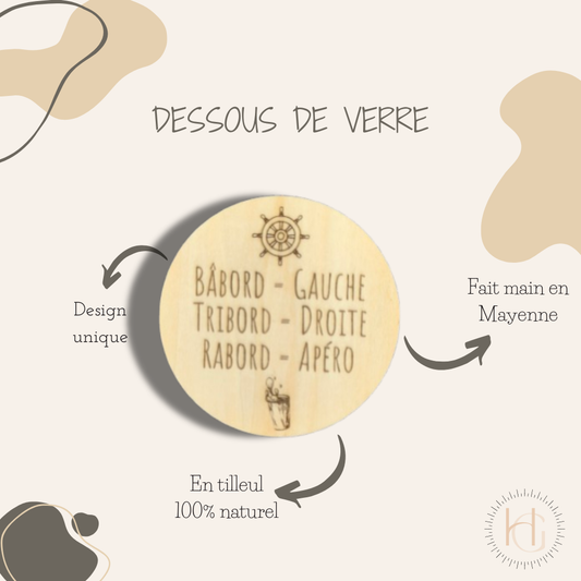 Dessous de verre - Bùbord = Gauche - Tribord = Droite - Rabord = Apéro
