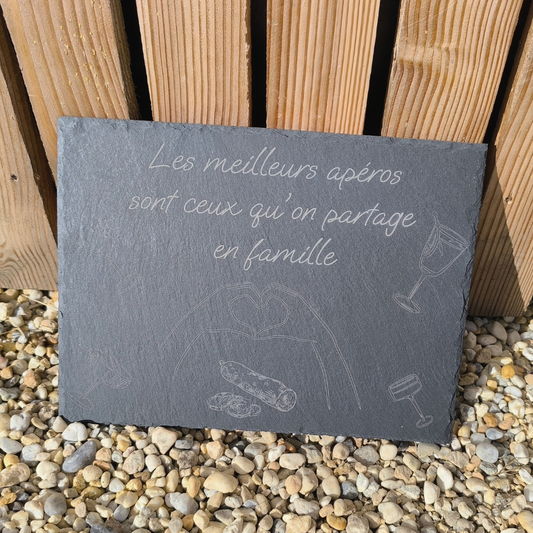 Ardoise à apéritif - "Les meilleurs apéro sont ceux qu'on partage en famille"
