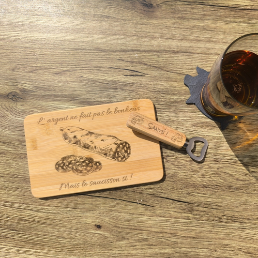 Planche apéro - "L'argent ne fait pas le bonheur mais le saucisson si !"