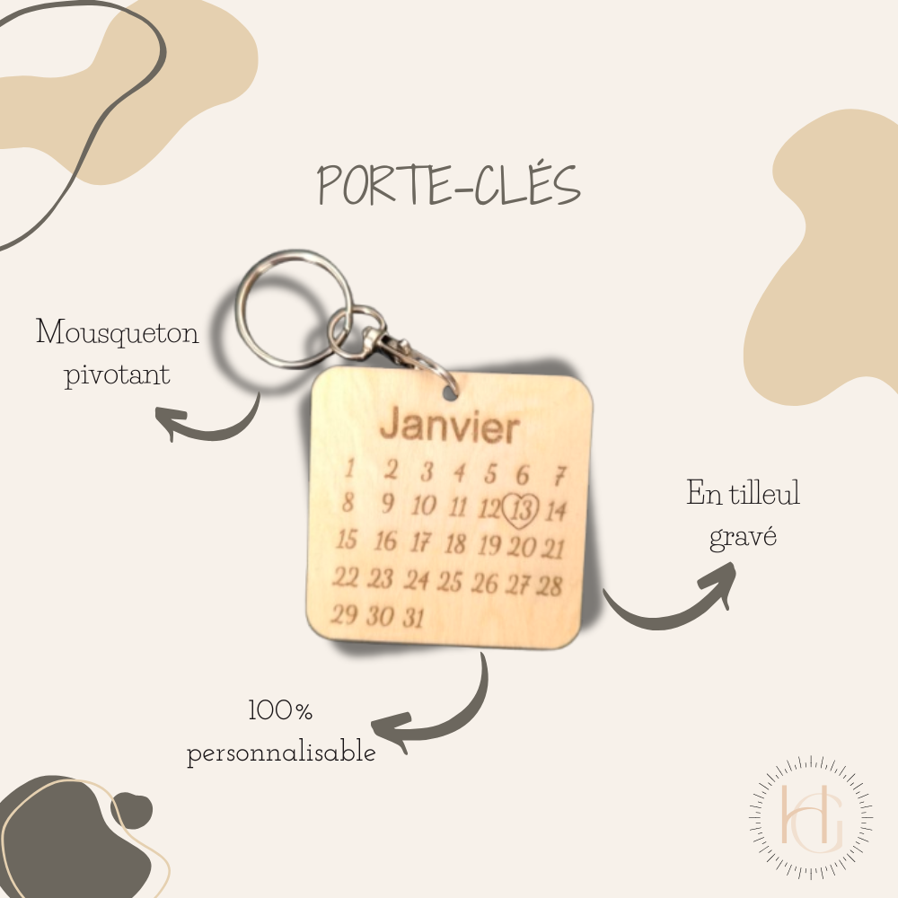 Porte clé date personnalisable