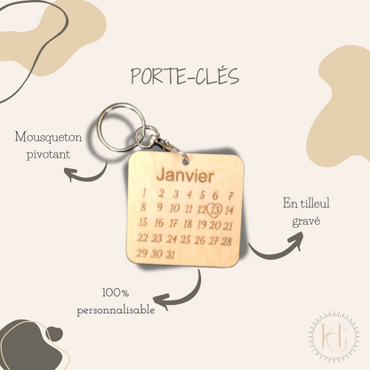 Porte clé date personnalisable